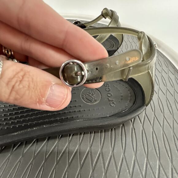 Crocs Isabella Gladiator Jelly Strappy Sandals Studded Brown/Black Sz Womens 10 - Picture 5 of 8